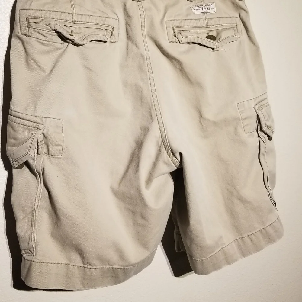 Polo Ralph Lauren Shorts Mens 35 Khaki Cargo 6 Pockets Classic Chino - Picture 6 of 7